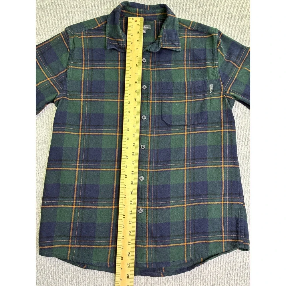 Eddie Bauer Men's M Green Navy Plaid Flannel Shirt Cotton Button Up Outdoor - Picture 3 of 7